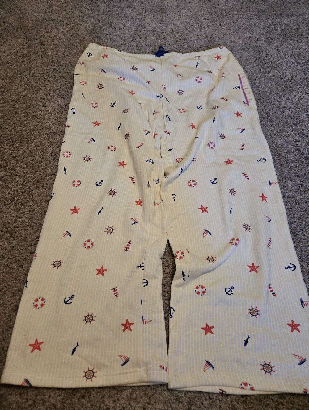 Zie +Liv Nautical Print Pajama Pants - Cream with Red & Navy Accents